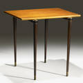 Modern teak occasional table with brass tenons and footcaps provenance collection of juan montoya 17 x 17 34 x 16 34