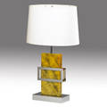 Decorative resincoated marble and chrome table lamp ca 1970s provenance collection of juan montoya base 27 x 9 12 x 4 34