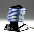 Roger haize  point marion glass co table lamp with stacked glass diffusers on black enamel base ca 1933 8 x 6 sq