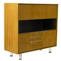 Gilbert rohde  herman miller dropfront desk with string inlay to case fitted interior and four drawers with lucite legs and pulls stenciled no 3970 39 x 40 x 16 12