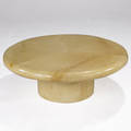 Aldo tura attributed yet style of karl springer coffee table covered in creamcolored lacquered parchment 14 12 x 38 34 dia