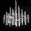 Gaetano sciolari chrome and lucite chandelier with optical rods on polished brass and chromed steel frame sciolari paper label on ceiling cap 40 x 20 dia