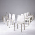 Mario bellini  cassina set of ten cab chairs upholstered in stitched white leather marked cassina with atelier international labels 32 x 18 12 x 16