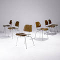Charles and ray eames  evans set of six dcm walnut plywood chairs ca 1946 each with evans label 29 x 19 x 17