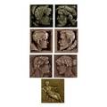 American encaustic tiling co seven tiles three pairs of portraits and one classical nude figure several chips to latter and touch up to edge of one a few small chips marked 6 sq
