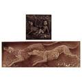Tile grouping two tiles with hounds trent panel in burgundy glaze and aetco with putto and dog in deep eggplant glaze this the very tile depicted on plate 5 of zanesville art tile in color e and
