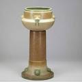 Roseville tan artcraft 8 jardiniere and pedestal unmarked overall 24 12