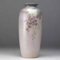 Weller hudson perfecto 15 12 vase painted with clusters of grapes on a lavender ground restored chip at rim stamped weller