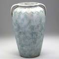 Burley winter 19 12 oil jar in blue and pink mottled glaze factory flaw to foot unmarked