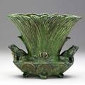 Weller coppertone double frog 8 fan vase kiln stamp
