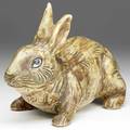 Weller garden ware large running rabbit lifesize ink kiln stamp 7 34 x 12