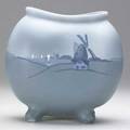 Weller dresden 10 pillow vase squeezebagdecorated with a dutch landscape of windmills and sailboats impressed weller 575