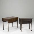 English dropleaf tables two mahogany tables one a queen anne butlers table ca 1760 the other pembroke 19th c 28 12 x 36 x 18 12