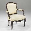 French louis xv armchair upholstered in silk damask in mahogany 18th19th c 33 x 21 x 24
