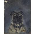 Animal paintings grouping of four includes charcoal drawing of a horse oil on board of spaniels oil on canvas of a deer and oil on canvas of a pug dated 1907 largest 8 x 10