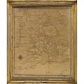 19th c needlework depicting a map of england ca 18301840 25 x 20