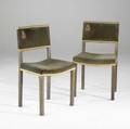 Pair of george vi coronation chairs velvet upholstered backs embroidered with royal monogram stamped gr vi coronation 33 12 x 19 12 x 15