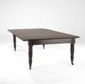 English regency dining table in mahogany with three leaves 19th c opens to approx ten feet 62 x 52 x 29 closed