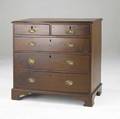 English bracket foot chest twooverthree drawer chest in mahogany 18th c 38 x 37 x 20