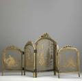 English table screen five panels with lace in gilt wood ca 18301840 49 x 17 14