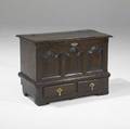 English miniature blanket chest paneled mahogany with brass hardware 18th c 27 12 x 14 x 19