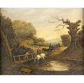 William willoughby british act1832 crossing the brook oil on panel framed signed and titled 8 12 x 10 14
