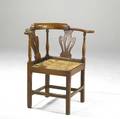 English corner chair carved oak missing cushion 18th c 18 x 19 x 33 14