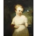 19th c european portrait untitled girl with butterfly oil on canvas framed 24 x 20