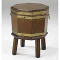 English cellarette mahogany with brass bands on stand ca 17601790 24 12 x 18 14
