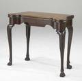 Georgian card table mahogany with shaped fliptop and claw and ball feet ca 17801800 34 x 17 x 28