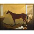 19th c horse portrait untitled oil on canvas framed 20 x 24