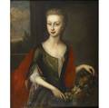 18th c portrait untitled girl with flowers oil on canvas framed 25 x 30