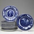 Rowland  marcellus co eighteen assorted staffordshire plates of american subjects including the white house niagara falls boston harbor miles standish west point lake george theodore roosevelt