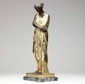 Augustemarie barreau french d 1922 dore and patinated bronze of a classical robed female with inscription on the base medaille dor a lexposition des beaux arts 1865 achete par letat 25 14
