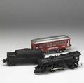 Lionel o gauge train set five cars in original boxes locomotive 229 tender 2224t two pullman 610 observation 612 together with sixteen pieces of circular track transformer control four mod