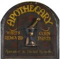 Apothecary advertising sign painted and three dimensional decoration 19th c 24 x 23
