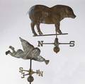 Two weathervanes one an angel the other a pig 19th20th c larger 30 x 17