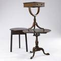 Three english tables bird cage tilttop tavern table and one drawer stand largest 29 x 33 12 dia