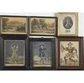 19th c engravings grouping of six includes william penn dated 1823 woodman shepherd and dogs clown and two deer in landscape all 19th c largest 8 12 x 11 12