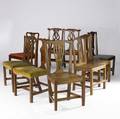 Nine english chippendale side chairs most in oak 18th c 21 x 20 x 37