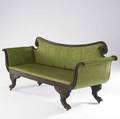 American empire sofa upholstered in green silk with claw feet losses 91 x 25 x 26 12
