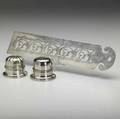 American  canadian silver accessories three pieces 19th20th c desk ruler with pierced scroll design by gorham mfg co 1873 8 together with two cylindrical ring boxes by birks ruler 31 ot