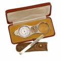 Gold  silver cartographers accessories 14k ruler by sloan newark 20 gs 1 together with silver tandem compass and nautical mileage wheel gauge london marks 1927 in fitted box