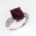 Ladies ring garnet diamond and pink tourmaline ring in 14k wg 5 gs gw size 7