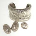 Tiffany  co three pieces of silver jewelry 1 34 cuff ring size 6 1 14 earrings 120 gs gw