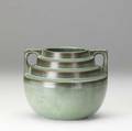 Catalina vase with stepped neck and buttressed handles chip to one handle 5 12 x 5 12