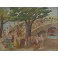 American painting orientalist fantasy with erotic figures oil on board framed signed rcv and dated 1940 16 x 20 12