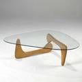 Noguchi style coffee table with hinged maple base and 12 glass top 14 12 x 49 x 35 12