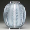 lalique biskra vase of clear and frosted glass with teal green patina c 1932 m p 455 no 1078 etched r lalique france 11 34 x 9