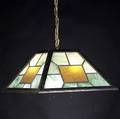 shop of the crafters foursided chandelier of leaded green slag glass panes with hammered glass reserves three sockets and hanging from original link chain unmarked fixture 13 x 23 with cha